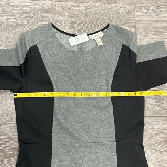 NWT Ann Taylor Loft Gray Black Color Block Short Sleeve Stretch Knit Dress 6 - Picture 11 of 16
